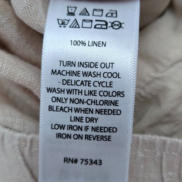 Tahari 100% Linen Pants Women's European Flax Beige Summer Beach Resort Size L - Picture 7 of 8